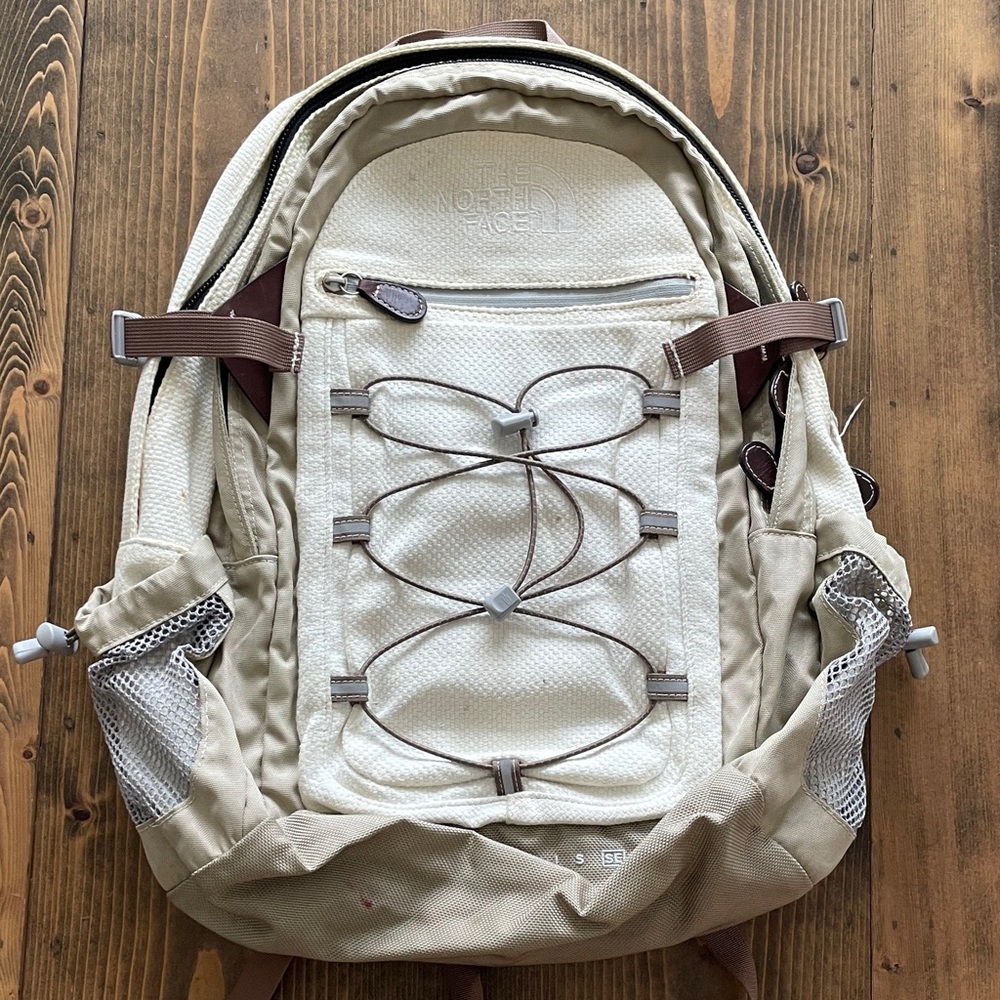 The North Face Beige and Brown Backpack